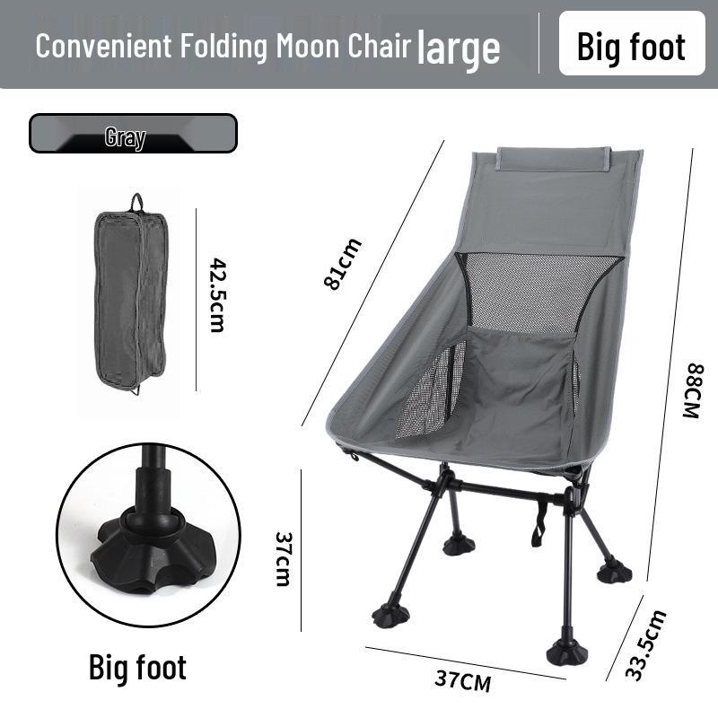 Portable Outdoor Moon Chair with Breathable Mesh Backrest – Folding Chair for Fishing, Art, and Beach Picnics