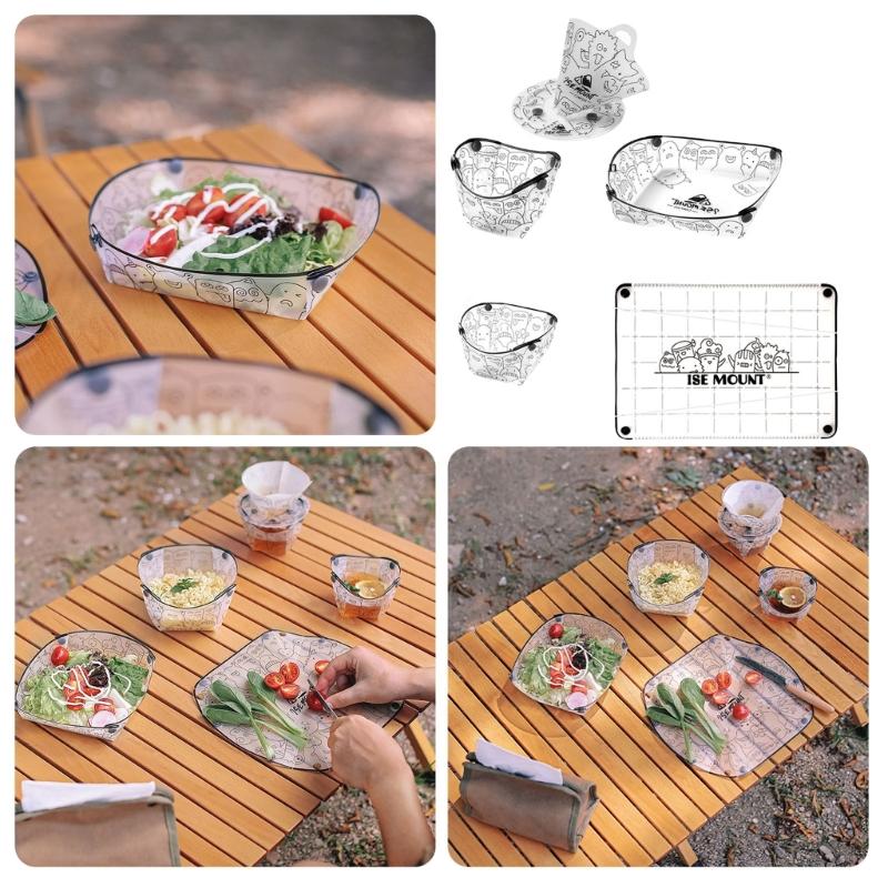 Outdoor Camping Tableware Folding Bowl Plate Cup Filter Chopping Board Portable Picnics Flatware for Outdoor Cooking