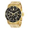 Invicta Pro Diver Quartz Watch, 48mm Case, Gold Stainless Steel Strap, Black Dial, 0072, Men's, Officially Imported