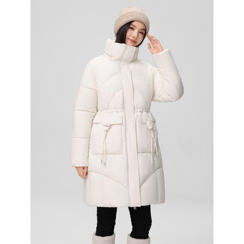 Übergröße Baumwolljacke Damen Mittellange Winter-Taille Verdickte Kapuze Einfarbig Flutjacke
