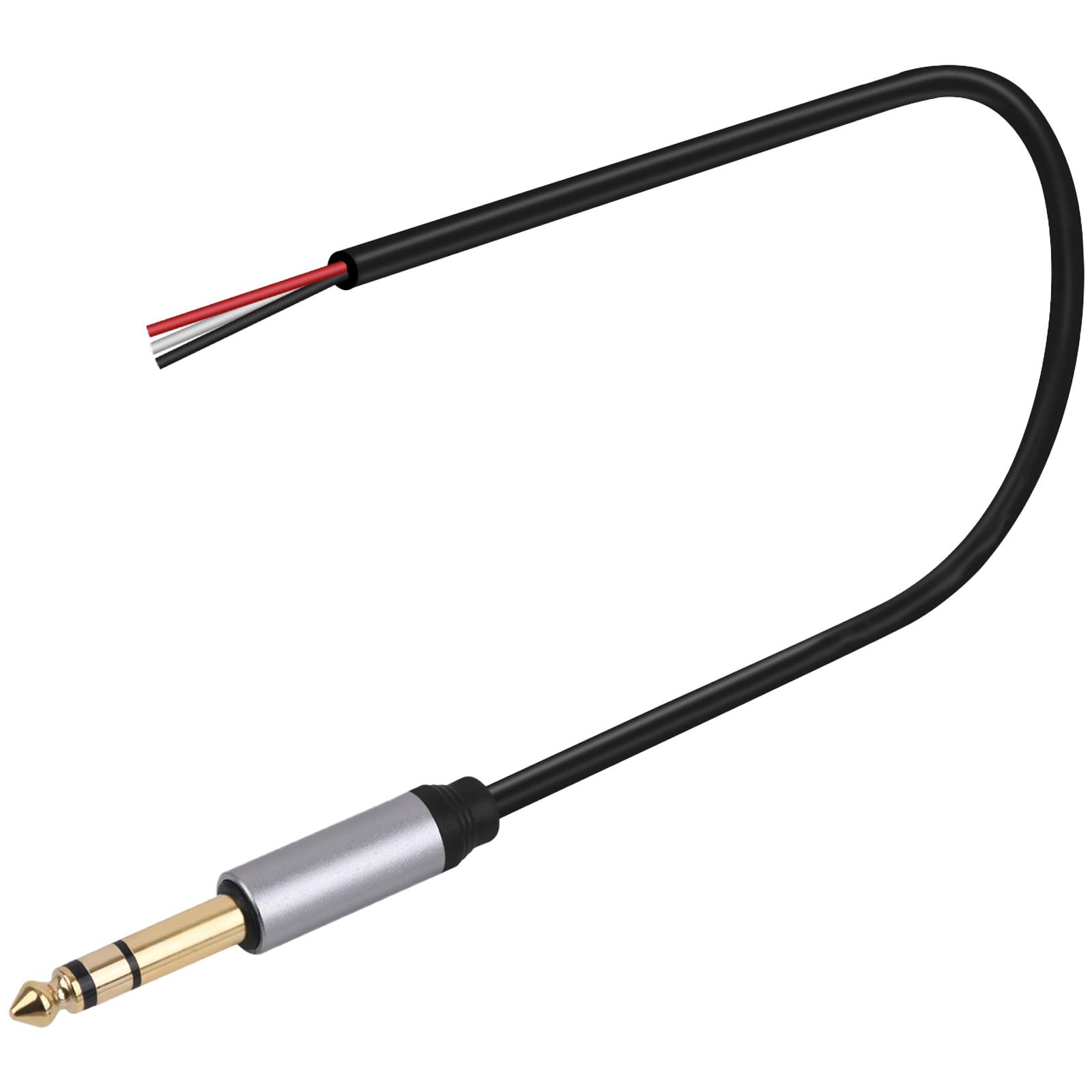 

1/4 TS Plug to Bare Speaker Wire Audio Cable to 6.35mm Male Mono Adapter Replacement Open End 30cm 12inch