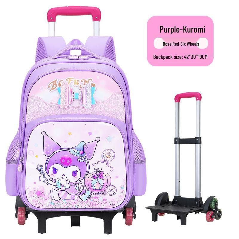 Lightweight Trolley Schoolbag for Primary School Girls - Large Capacity Backpack for Grades 1-6