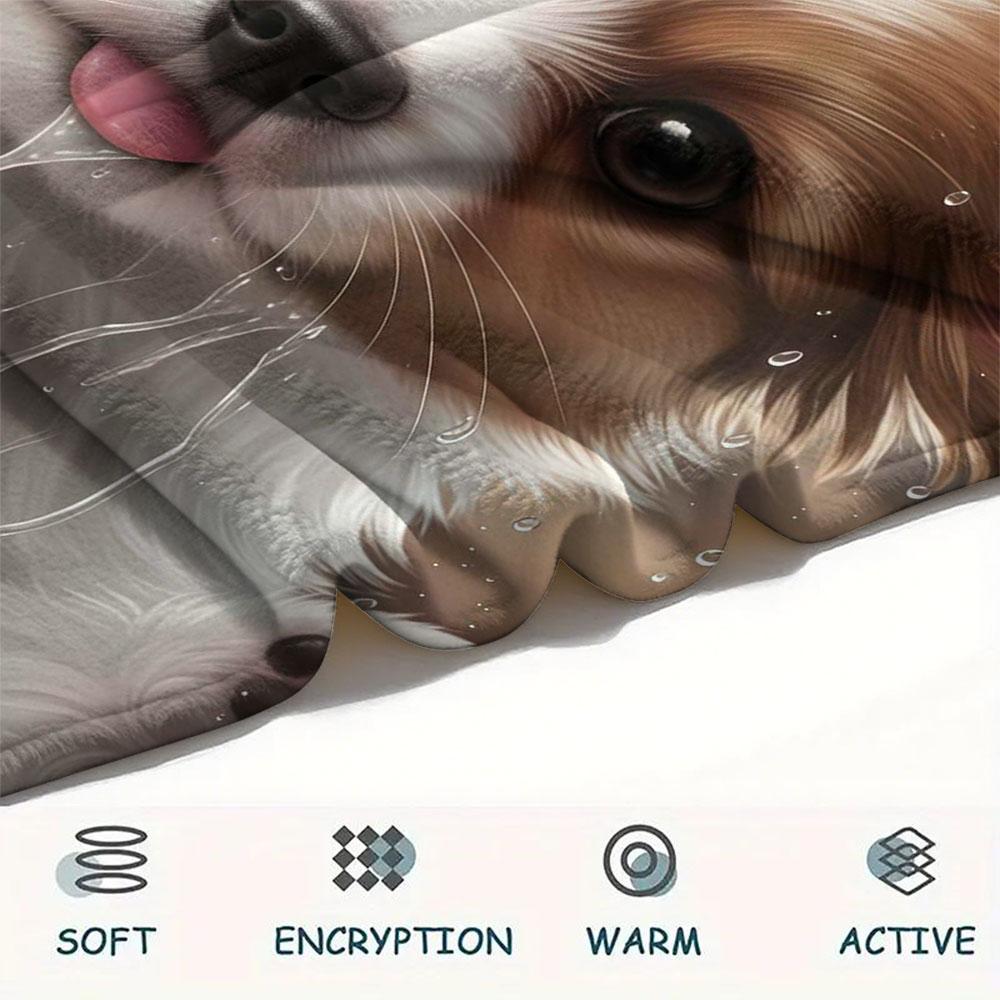 1Pc Cutepuppy Print Flannel Blanket, High quality Comfortable for All Seasons, Home Decor, Warmth and Comfort, Perfect for Christmas Gifts