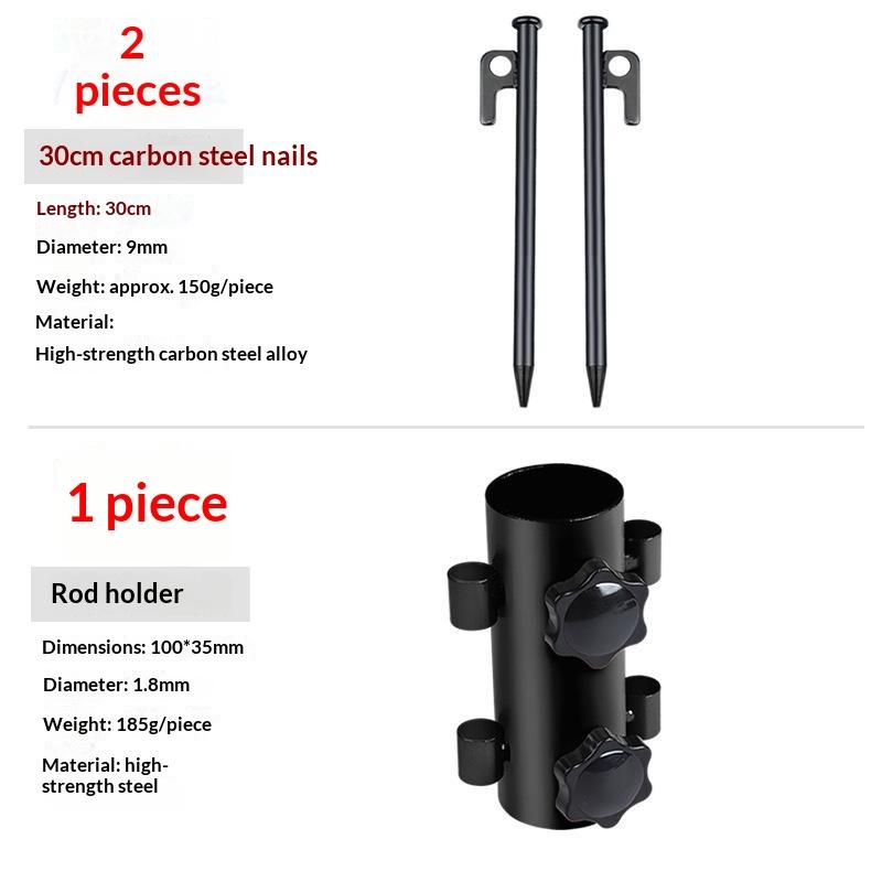 1 Pezzo Nero Supporto Palo Tenda da Campeggio Esterna Base Ombrellone Pesca in Spiaggia Tenda a Baldacchino Doppia Manopola Fissaggio Paletto a Terra Accessori