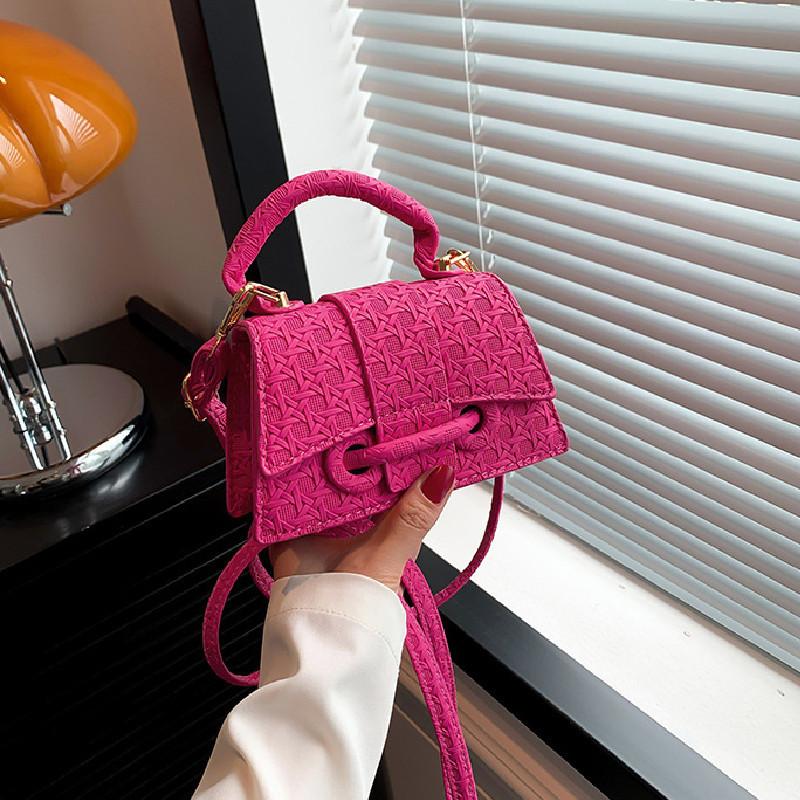 New Style Women's Small Square Bag Embossed Solid Color Shoulder Bag