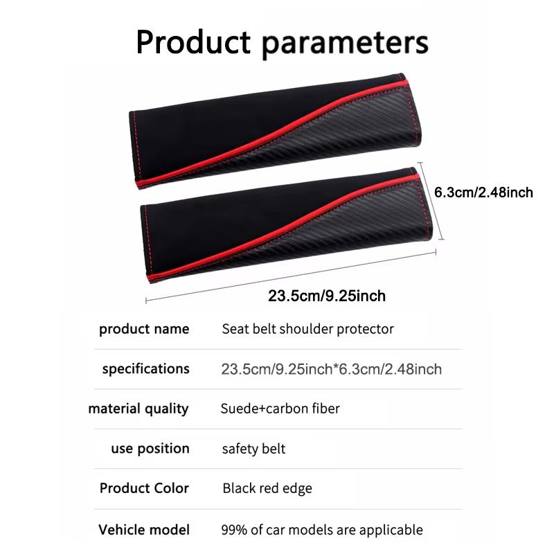 2Pcs Leather Car Seat Belt Covers Shoulder Protection Safety Belt Pads Carbon Fiber Decompression Comfort Auto Accessories