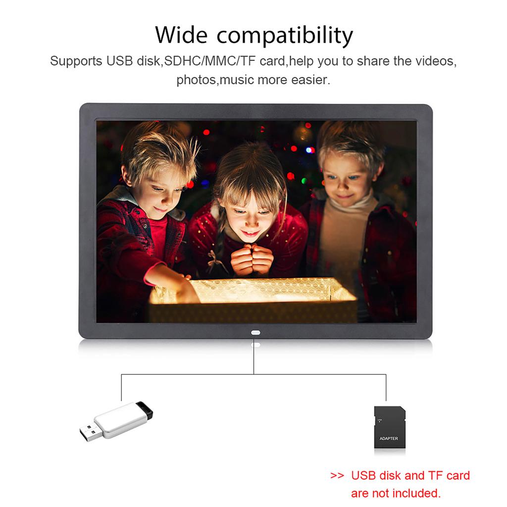 17inch LED Digital Photo Frame 1080P High Resolution Electronic Picture Frame MP3 MP4 Video Player Clock Calendar with