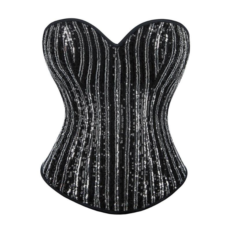 Plus Size Royal Sequined Boned Strapless Corset Shapewear Bustier Top