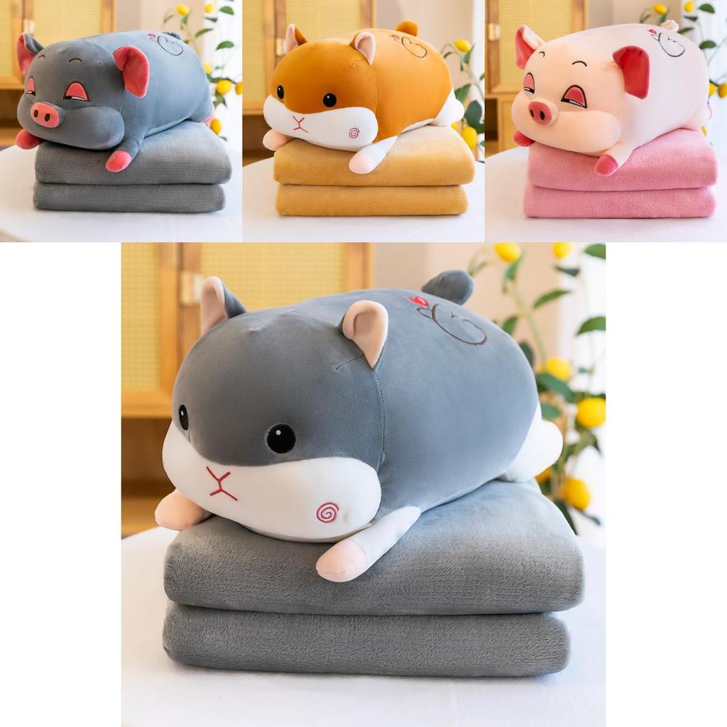 Adorable Lion Plush Toy Pillow Blanket Combo Soft Flannel For Cozy Comfort