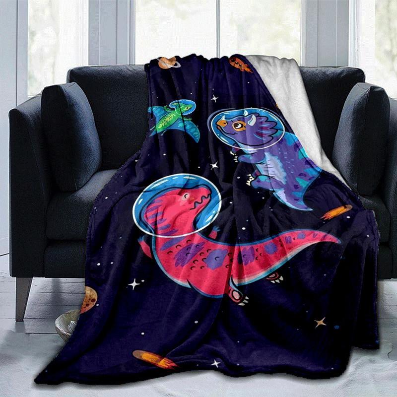 1pc Dinosaur Cartoon Printing Lightweight Flannel Blanket, Comfortable and Warm Blanket, for Camping Sofa Bed and Couch Office, Gift