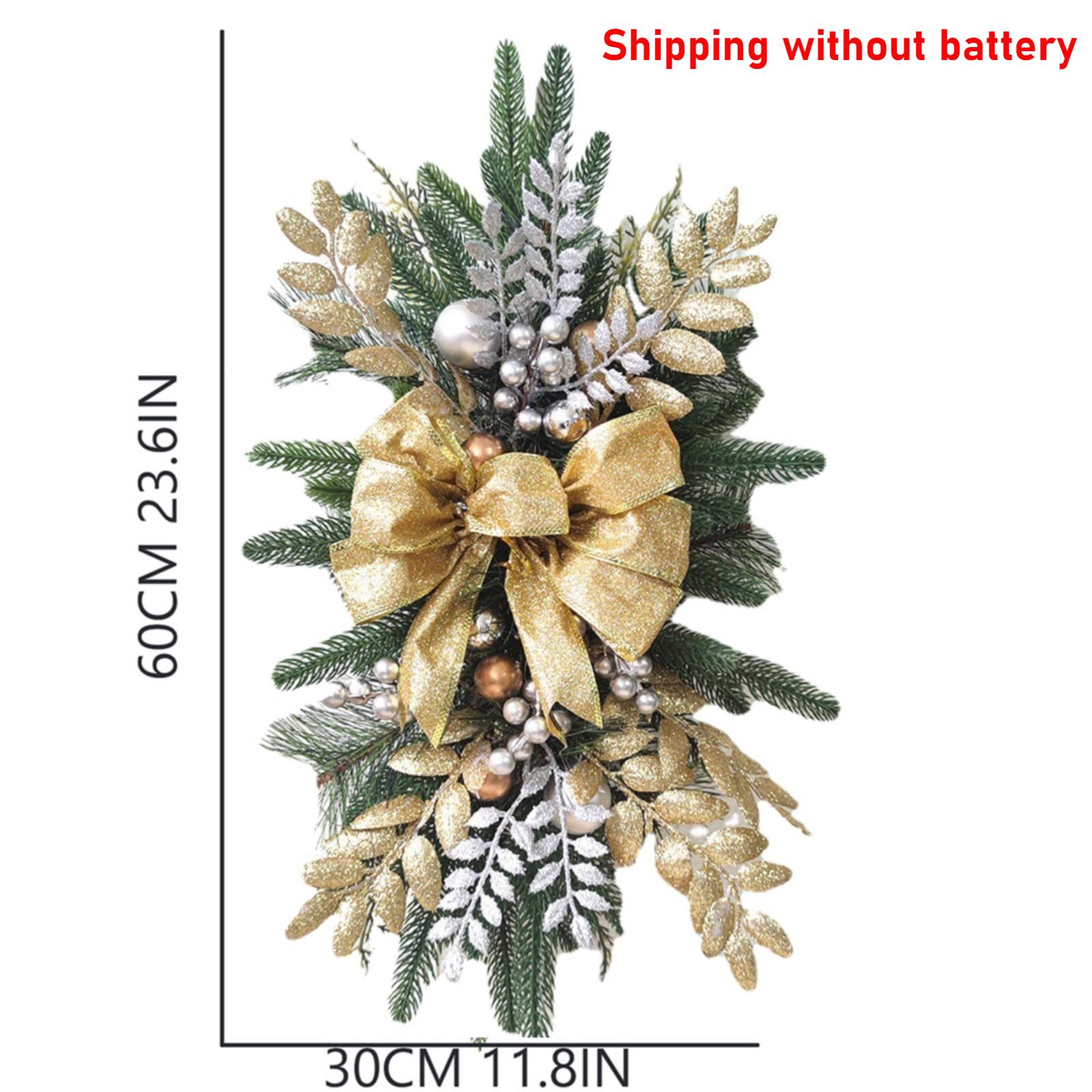 

Christmas Wreath Pendants Stairway Hanging Stairs Garland Xmas Decor Window Front Door Wall Wreath for Navida Pine/Bow Pendant 45x25CM золотой