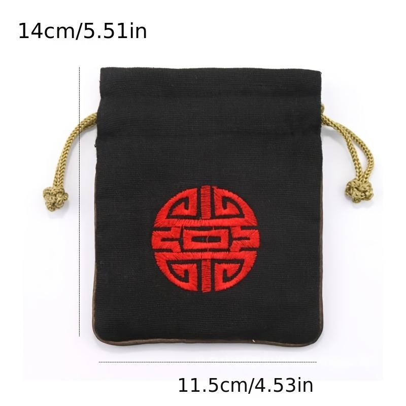Vintage Style Embroidered Cotton Blend Jewelry Bag Bracelet, Bead and Small Item Storage Bag, Traditional Chinese Design