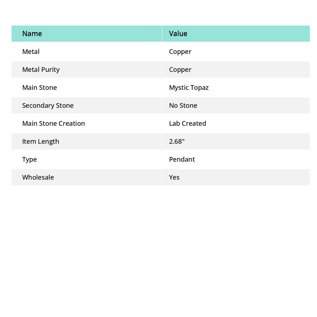 Natural Mystic Topaz Gemstone Copper Wire Wrap Jewelry Pendant 2.68" F5R81