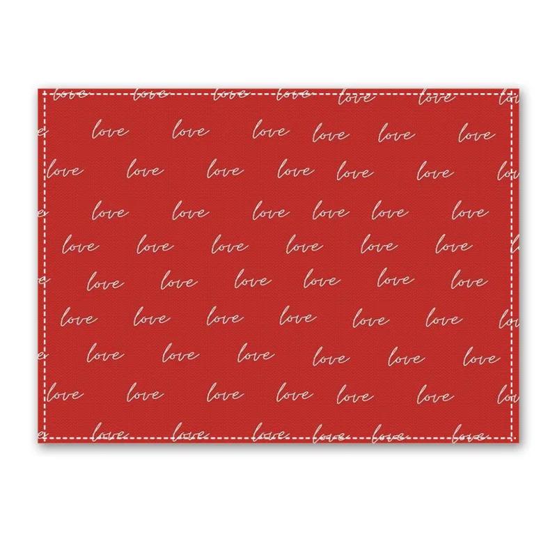 1PC Heart Placemat Dining Table Decor Linen Tableware Coaster Kitchen Accessories For Valentine's Day Couple Confession Lover
