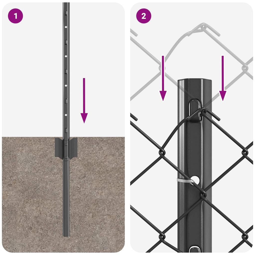 Chain Link Fence with Posts 10 x 0.8 m (W x H)