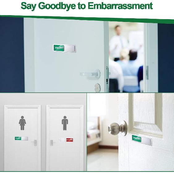 Sintuff 3 Pcs Privacy Sign Vacant Occupied Sign for Home Silver Bathroom Occupied Tips for Door Magnetic Non Scratch Slider Door Indicator Tells