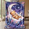 Teddybären mit Mond und Sternen Thema Decke Leichte Warme Flanelldecke Dekorative Überwurfdecke für Heimdekoration