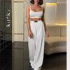 Women's Wide-Leg Suspender Two-Piece Set