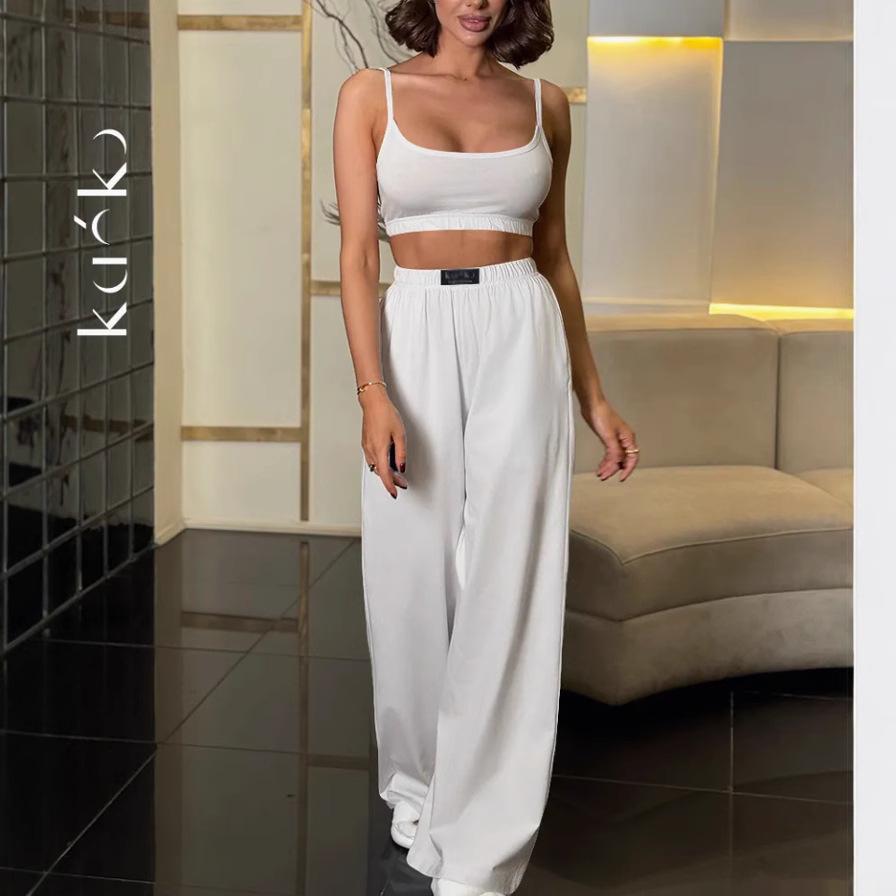 Women's Wide-Leg Suspender Two-Piece Set