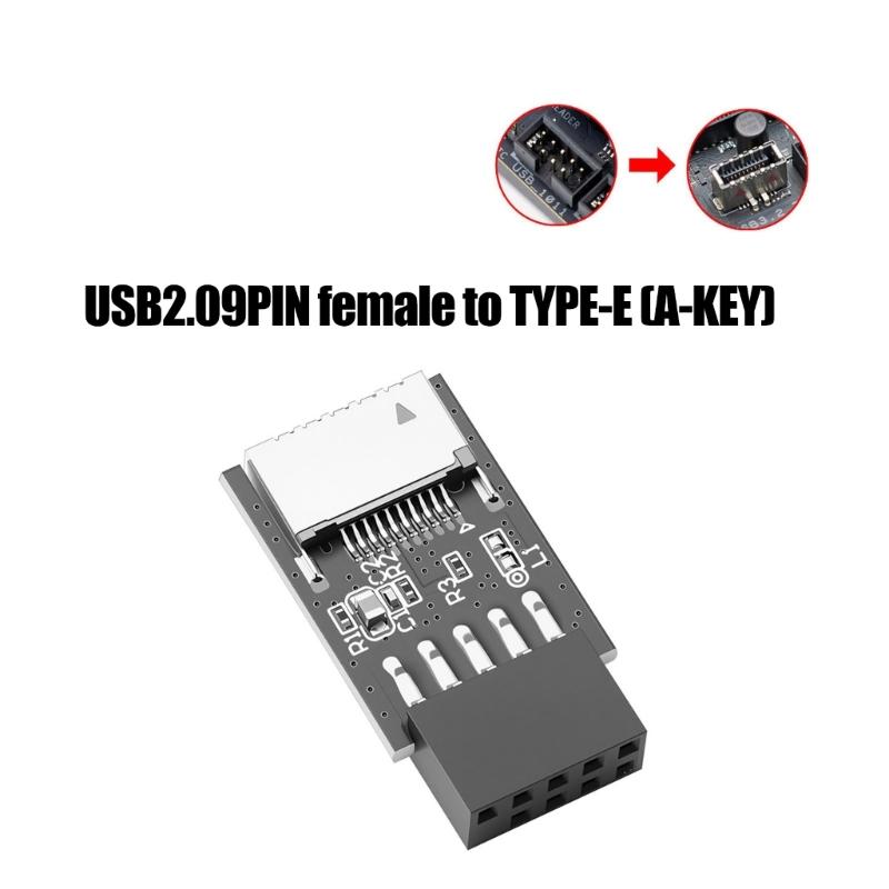 USB2.0 Header Adapter Internal 9Pin Male to Type E Female Converter for Extending USB Port Front Panel for PC