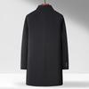 Fapai Men's Mid-Length Down Woolen Coat with 70% Merino Wool Collar & Detachable Liner
