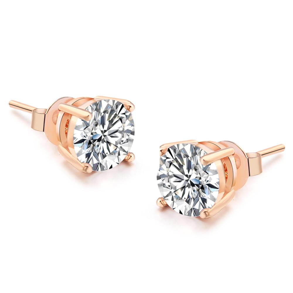 Top Quality Classical 18K Gold & White Gold Plated CZ Diamond Earrings Wholesale for Women E371 3mm