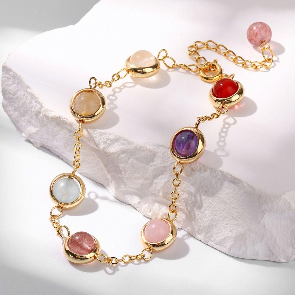 Jewelry Colorful Crystal Lucky Bracelet Rainbow Candy Beads Bangle  Friends Birthday Gift