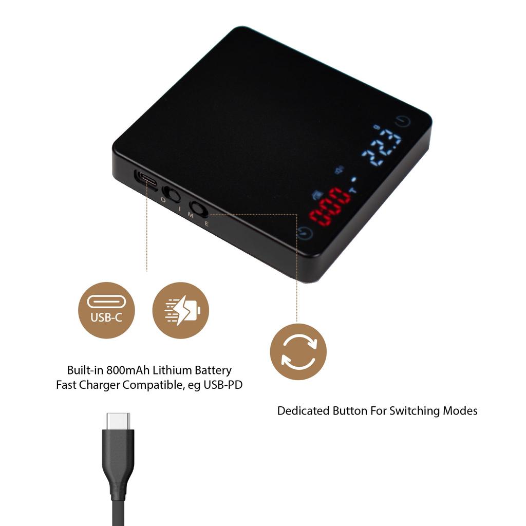 MiiCoffee Nano Coffee Scale with Timer, Espresso Scale with Automatic Tare, Touch Sensor, Silicone Cover