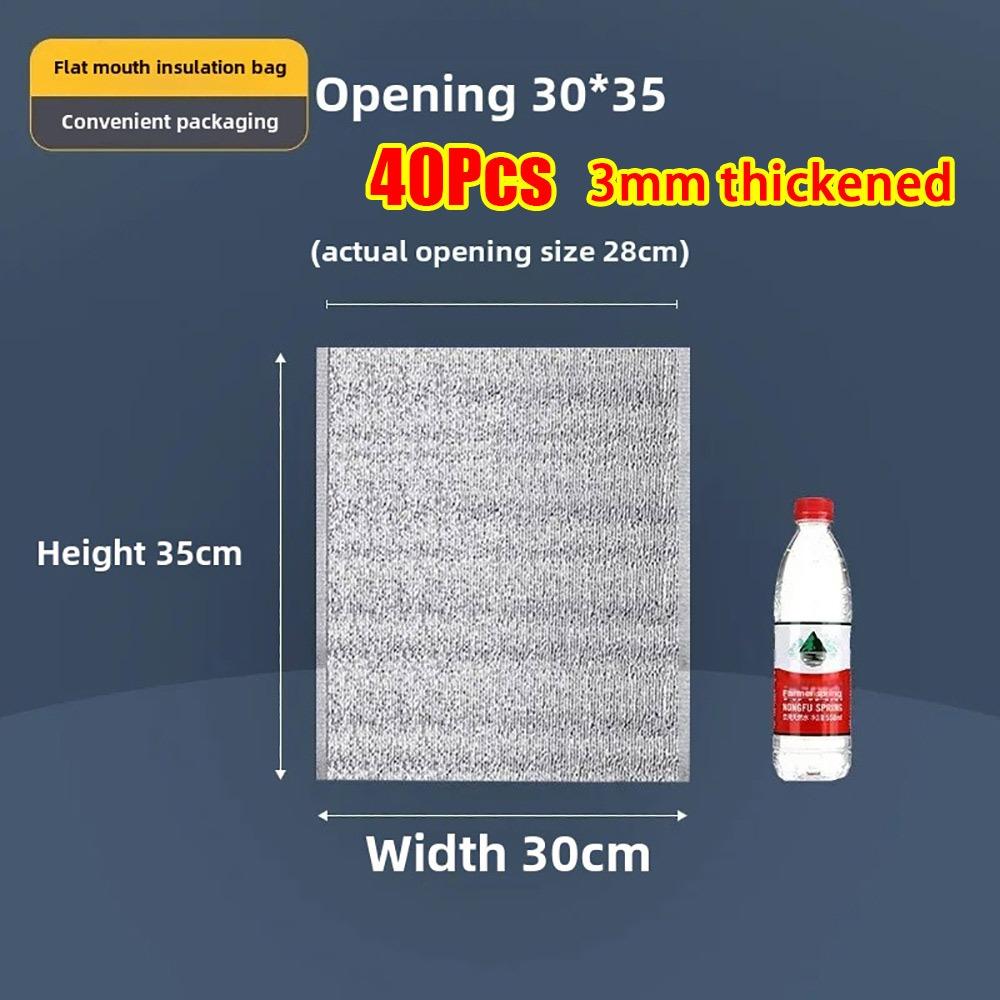40Pcs/Pack 3mm Thickened Aluminum Foil Bag Food Thermal with Closure Insulation Bag Ice Cold Warm Cooler Bag Delivery Carrier
