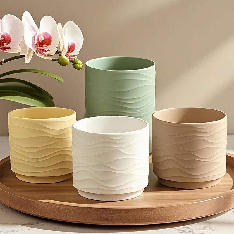 Ceramic Flower Pot with Tray Set