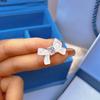 Hejia Mother-of-Pearl Bow Zircon Sterling Silver Ring Set - Women's Japanese & Korean Fashion, Elegant Closed Index Finger Design.