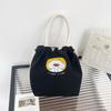 Drawstring Canvas Bucket Bag for Women, Small Corduroy Tote Pouch, Portable Makeup Bag, Snack Purse, Daily Handheld Bag CLE
