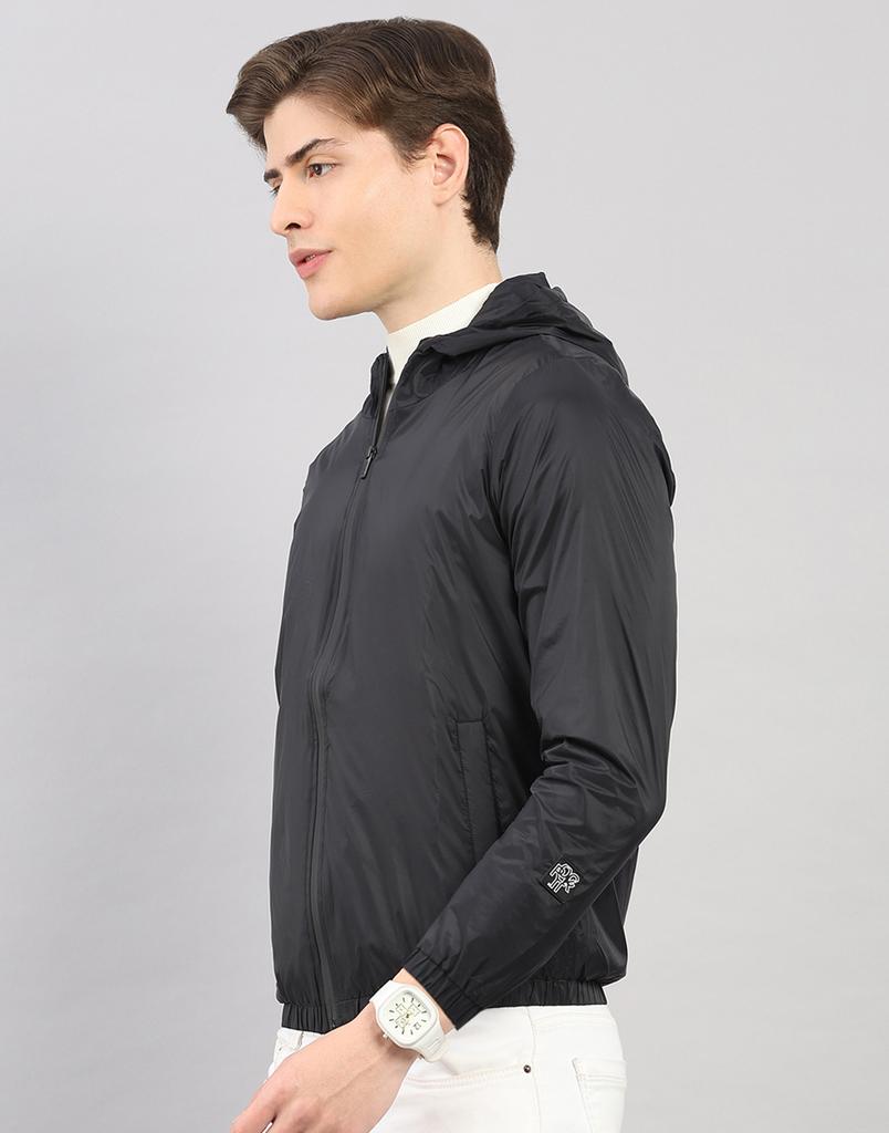 Rock.It Men's Regular Fit Solid Hooded Full Sleeve Jacket