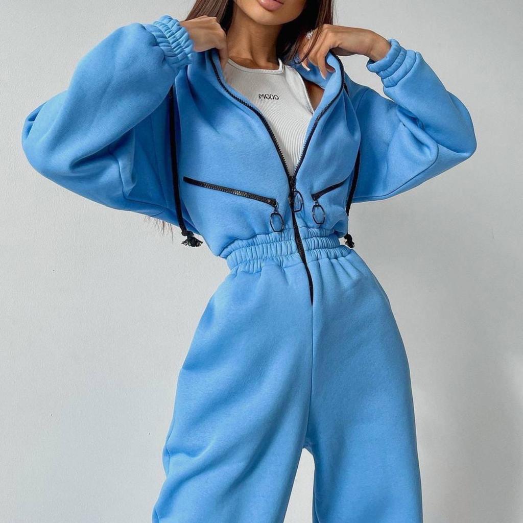 Fashion Trend Women's Hoodie Set Jogging Sports Set Plus one-Piece Sports Set Solid Color Set Women's Suit
