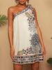 2025 Elegant Women's Sleeveless Dress: Printed, Waist-Cinching, Slimming Style