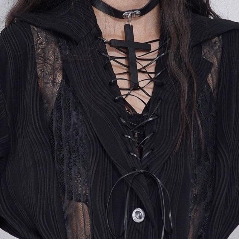 European and American cross-border y2k babes butterfly leather collar punk rock choker collarbone chain necklace foreign trade jewelry