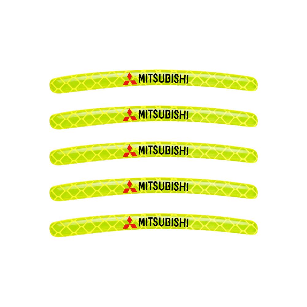

Car Wheel Hub Emblem Sticker Tire Curved Rims Reflective Decals For Mitsubishi Lancer 9 10 Outlander 3 Asx L200 Pajero Eclipse