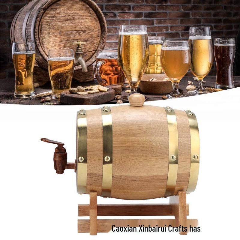 1.5L Red Oak Wooden Barrel for Home Brewing Whiskey and Red Wine
