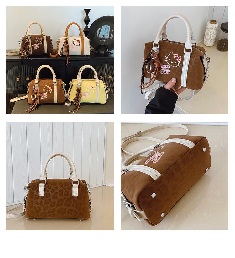 2025 Women's Cross-border Leather Boston Bag: Fashionable Cartoon Handbag & Single Shoulder Crossbody Bag