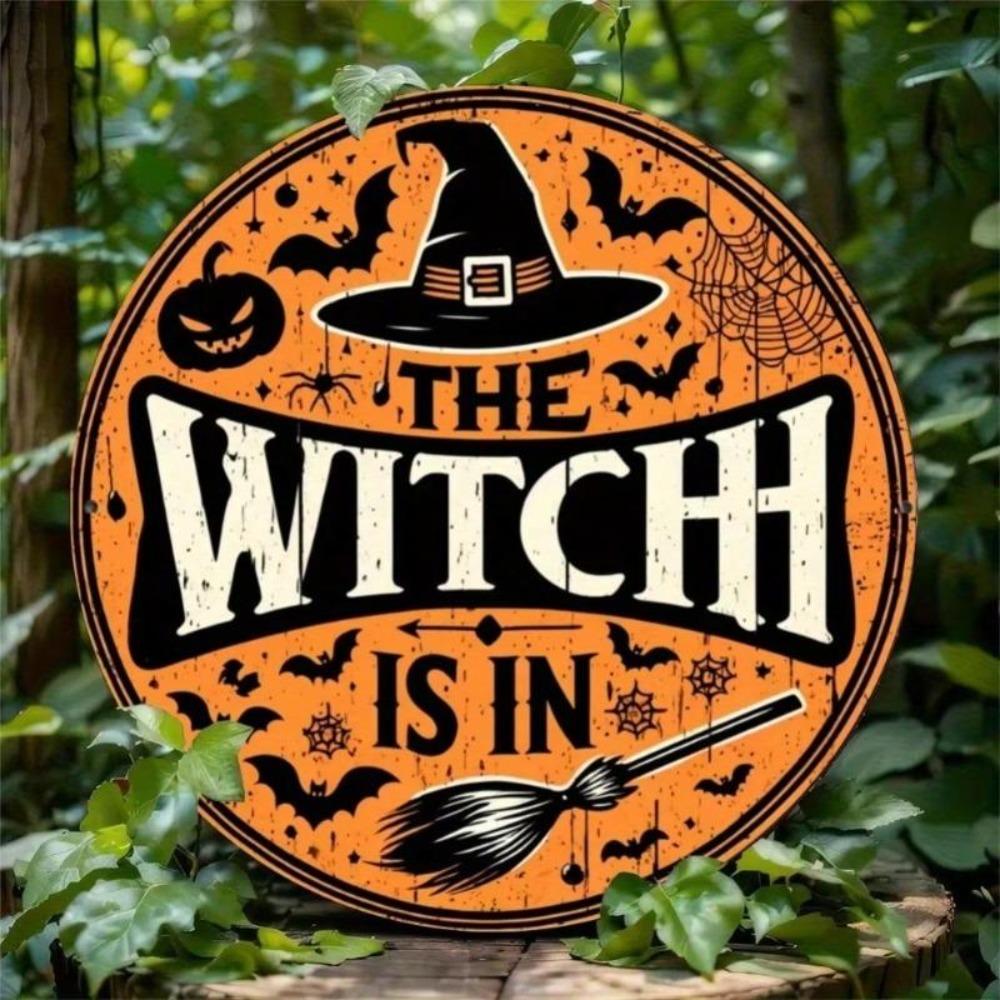 Iron Halloween Witch Metal Wall Art 2D Engraved Bar Cafe Decor