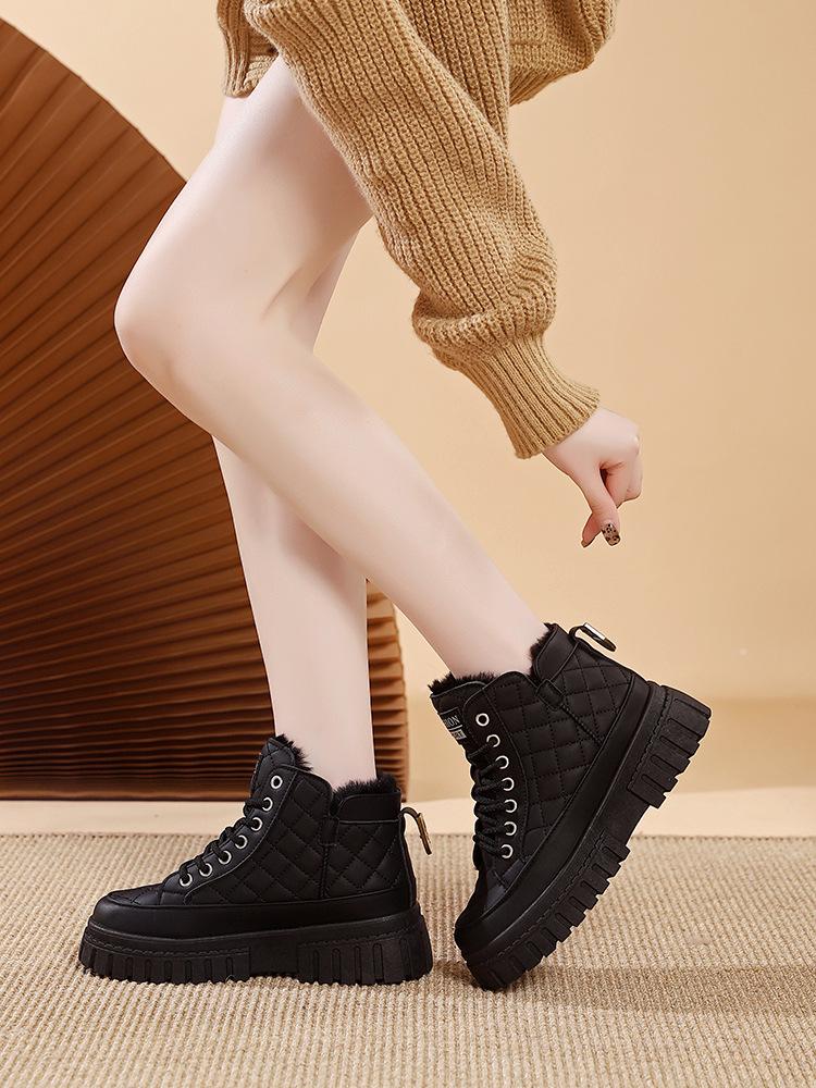 Korean version of platform boots women's 2025 winter velvet warm high-top ins tide student leisure sports cotton shoes Q501