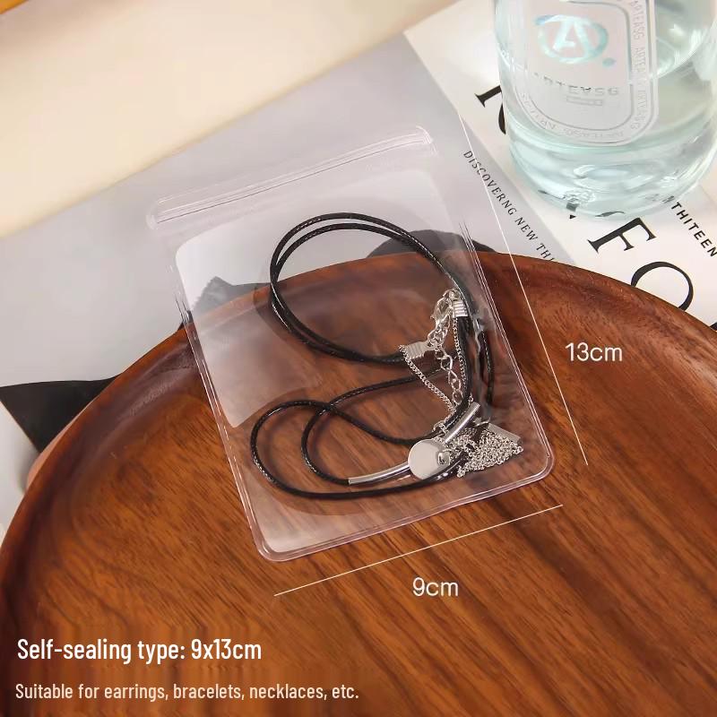 Self-Sealing Transparent PVC Jewelry Storage Bag for Earrings and Bracelets