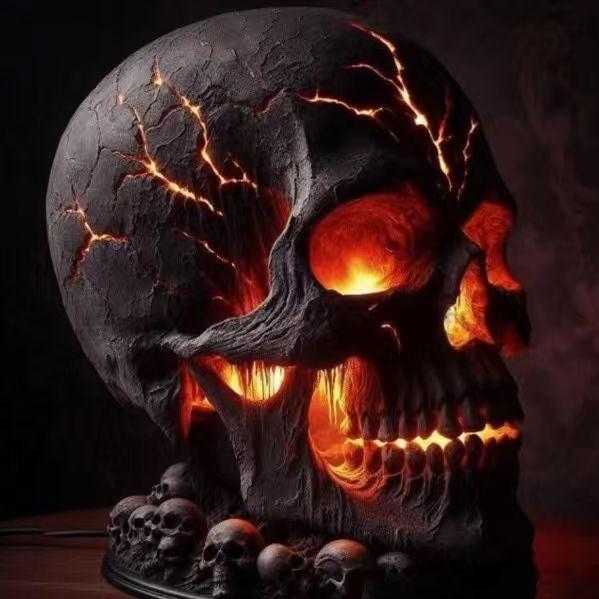 Luce Teschio di Halloween Lanterna Teschio Luce per Cortile Resina Festa Fantasma Decorazione Giardino Artigianato