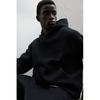 H M Ribbed Hoodie Loose Fit Black