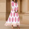 Dresses For Womens Vintage Tunic Waisted Midi Dress Summer Casual 3/4 Sleeve Dress