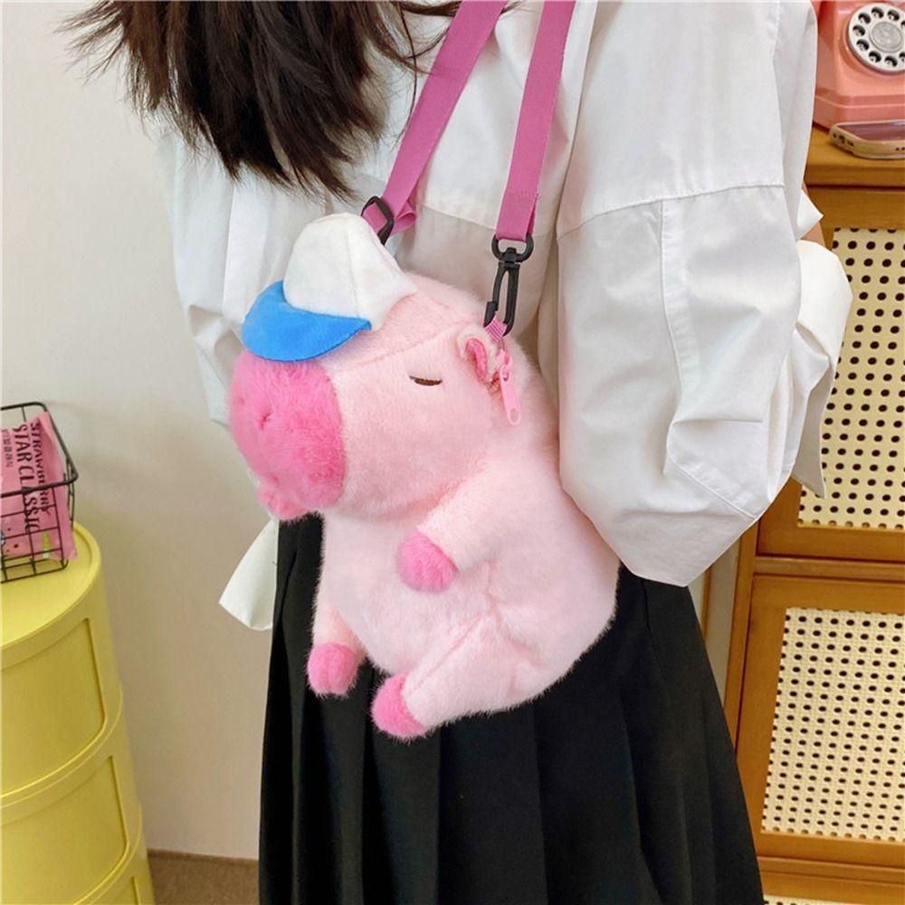 Cartoon Cartoon Backpack Capybara Students School Bag Portable Capybara Plush Backpack  Travel