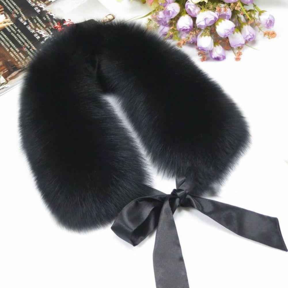 Fashion Warm Fur Collar Scarf Soft Fluffy Women Scarves Ultra Bow Ribbon Fake Collar Cold Weather