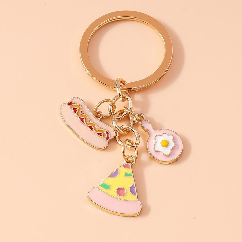 Cute Enamel Simulation Fruit Keychain Grape Watermelon Key Rings for Women Girls Handbag Pendants DIY Jewelry Gifts