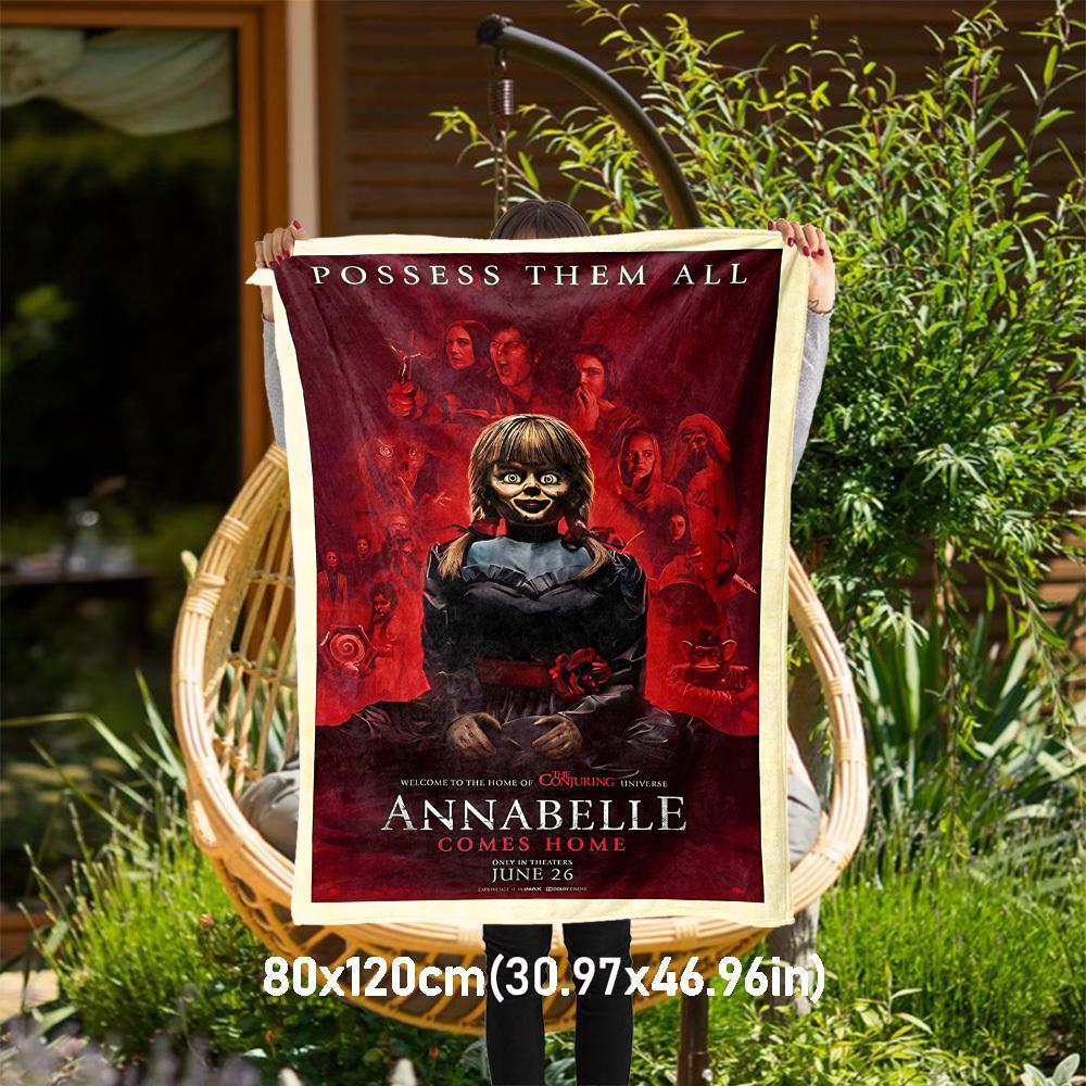 

1 шт. ANNABELLE COMES HOME Внешнее фланелевое одеяло Мягкий плюшевый декор для пикников, кемпинга, спальни, игровой комнаты, офиса1223A 80x120cm(31x47inch)