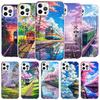 Retro Japanese Sakura Train Cover Phone Case For iPhone 16 17 Air 15 14 Pro Max 16E Phone Case 13 Mini 12 11 7 SE 8 Print Patter